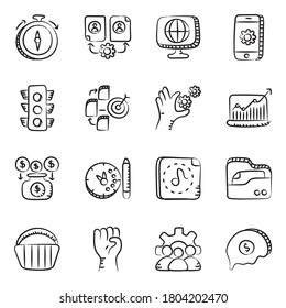 Trade and Corporate Management Icons Set 