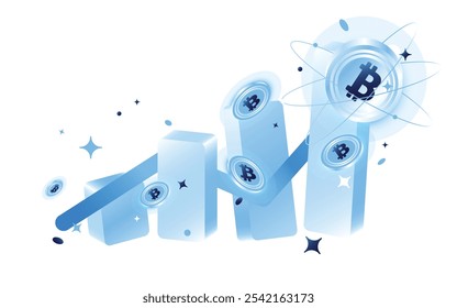 Opere con blockchain y token de criptomonedas en la ilustración de tecnología de red de puerta de enlace de economía Web 3 en Arte vectorial