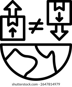 Ilustración vectorial de esquema de icono de déficit comercial