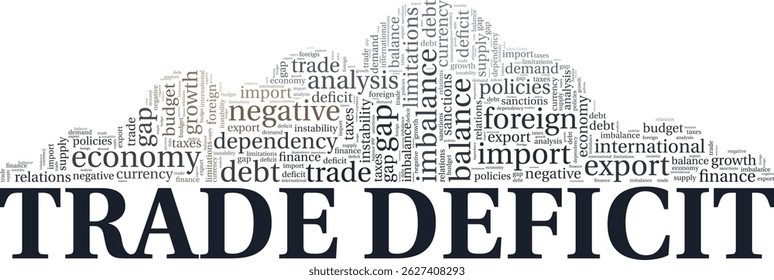 Trade Deficit word cloud conceptual design isolated on white background.