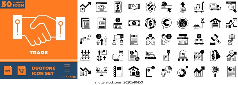 Trade Duotone Editable Icons set. Vector illustration in modern thin duotone style of trade icons: stocks, stock exchange, etc