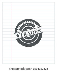 Trade emblem drawn in pencil. Vector Illustration. Detailed.
