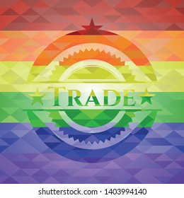 Trade emblem on mosaic background with the colors of the LGBT flag