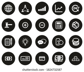 Trade Or Exchange Icons White On Black Flat Design Circle Set Big