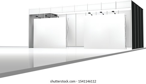 Trade exhibition stand 3d render vector space for advertising and design white background
