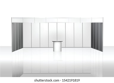 Trade exhibition stand 3d render vector space for advertising and design white background