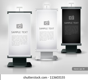 Trade exhibition stand display. Vector.