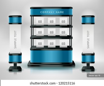 Trade exhibition stand display. Vector illustration.