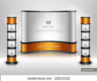 Trade exhibition stand display. Vector illustration.