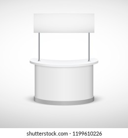 Trade Exhibition Stand mock up isolated on white background. White creative exhibition stand design for Presentation.