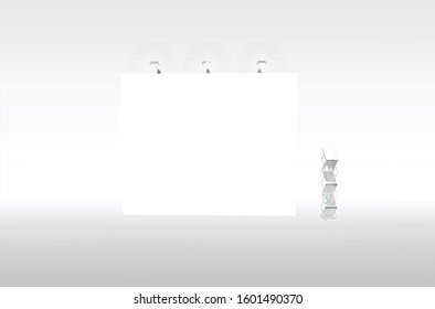 Trade exhibition stand, Exhibition round, 3D rendering visualization of exhibition equipment, Advertising space on a white background, with space for text ads, vector