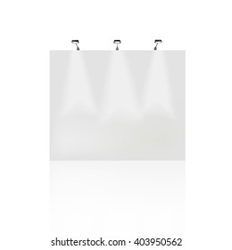 Trade exhibition stand, Exhibition round, 3D rendering visualization of exhibition equipment, Advertising space on a white background, with space for text ads, vector