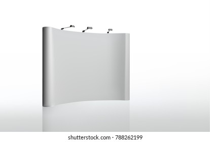 Trade exhibition stand, Exhibition round, 3D rendering visualization equipment, Advertising space on a white background, with space for text ads, vector
