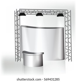 Trade exhibition stand with spotlights for designing your projects vector