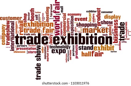 Trade exhibition word cloud concept. Vector illustration