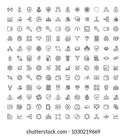 Trade flat icon set. Single high quality outline symbol of info for web design or mobile app. Thin line signs for design logo, visit card, etc. Outline logo of trade