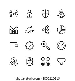 Trade flat icon set. Single high quality outline symbol of info for web design or mobile app. Thin line signs for design logo, visit card, etc. Outline logo of trade