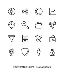 Trade flat icon set. Single high quality outline symbol of info for web design or mobile app. Thin line signs for design logo, visit card, etc. Outline logo of trade