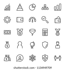 Trade flat icon set. Single high quality outline symbol of info for web design or mobile app. Thin line signs for design logo, visit card, etc. Outline logo of trade
