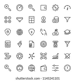 Trade flat icon set. Single high quality outline symbol of info for web design or mobile app. Thin line signs for design logo, visit card, etc. Outline logo of trade