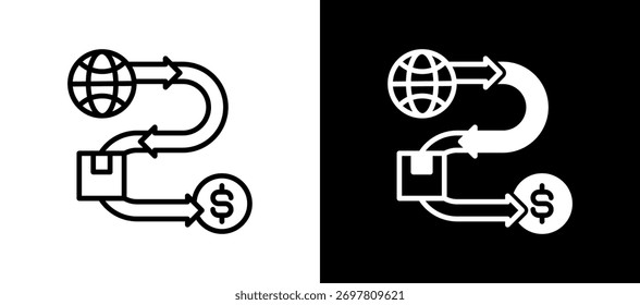 Trade Flow Icon whiteblack Vector Illustration