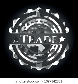 Trade grey camo emblem. Vector Illustration.