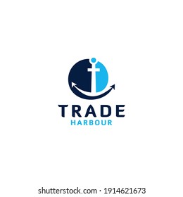 Vector de diseño de logotipo de puerto comercial