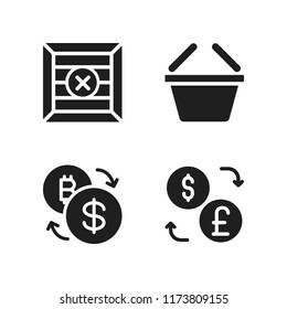 trade icon. 4 trade vector icons set. shipping, exchange and shopping basket icons for web and design about trade theme