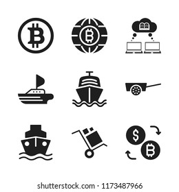 trade icon. 9 trade vector icons set. bitcoin, cart and bitcoin internet money icons for web and design about trade theme