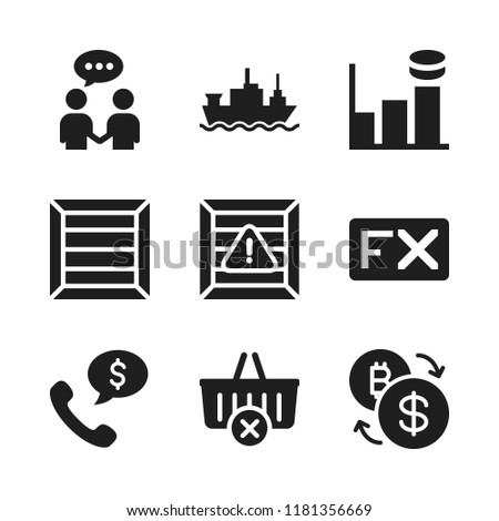 trade icon. 9 trade vector icons set. shopping basket, graph bar and fx icons for web and design about trade theme