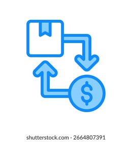Icono de comercio Ilustración vectorial de color azul