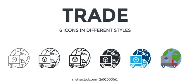 Trade Icon In Different Style Vector Illustration. Designed In Thin Line, Regular Line, Bold Line, Glyph, Color Fill, And Flat Style Can Be Used For Web