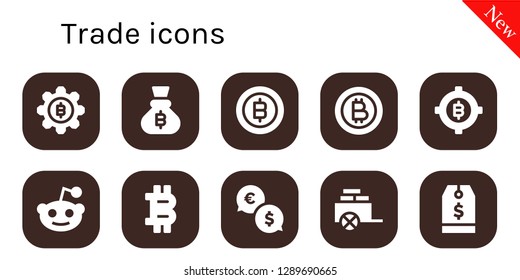  trade icon set. 10 filled trade icons. Simple modern icons about  - Bitcoin, Reddit, Exchange, Cart, Tag