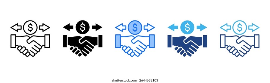 Trade icon set multiple style collection