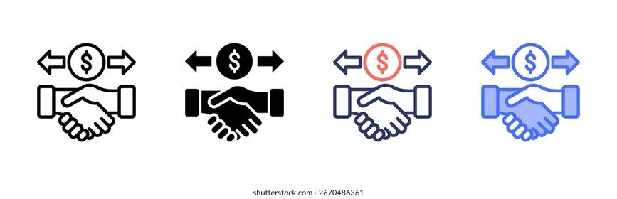 Trade icon set multiple style collection