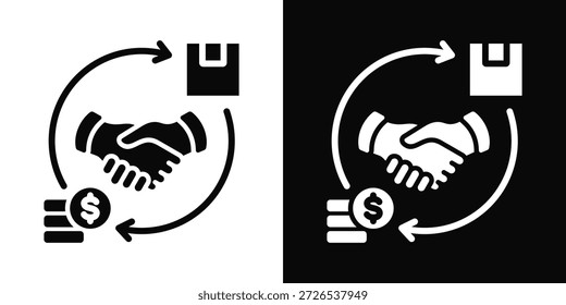 Icono de comercio blanco y negro estilo de fondo