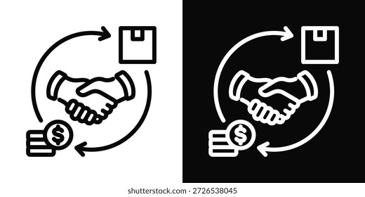 Icono de comercio blanco y negro estilo de fondo