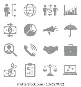 Trade Icons. Gray Flat Design. Vector Illustration.