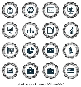 Trade Icons Set. Collection Of Envelope, Work Man, Hierarchy And Other Elements. Also Includes Symbols Such As Manager, Hierarchy, Circle.