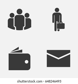 Trade Icons Set. Collection Of Envelope, Group, Work Man And Other Elements. Also Includes Symbols Such As Envelope, Unity, Mail.