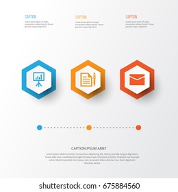 Trade Icons Set. Collection Of Envelope, Contract, Presentation Board And Other Elements. Also Includes Symbols Such As Board, Page, Mail.