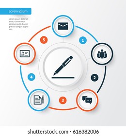 Trade Icons Set. Collection Of Group, Pen, Contract And Other Elements. Also Includes Symbols Such As Signing, Conversation, Id.