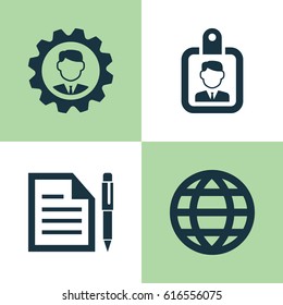 Trade Icons Set. Collection Of Id Badge, Leader, Earth And Other Elements. Also Includes Symbols Such As Manager, Contract, Earth.