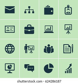 Trade Icons Set. Collection Of Increasing, Presentation Board, Earth And Other Elements. Also Includes Symbols Such As Monitor, Global, Briefcase.