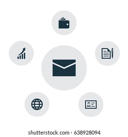 Trade Icons Set. Collection Of Increasing, Billfold, Earth And Other Elements. Also Includes Symbols Such As Envelope, World, Wallet.