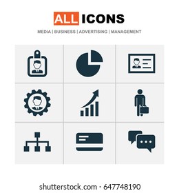 Trade Icons Set. Collection Of Increasing, Payment, Identification And Other Elements. Also Includes Symbols Such As Businessman, Work, Conversation.