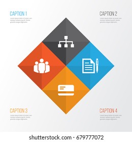 Trade Icons Set. Collection Of Payment, Group, Contract And Other Elements. Also Includes Symbols Such As Contract, Pen, Bank.