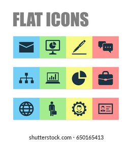 Trade Icons Set. Collection Of Pie Bar, Statistics, Leader And Other Elements. Also Includes Symbols Such As Statistics, Card, Contract.