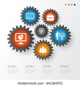 Trade Icons Set. Collection Of Statistics, Group, Presentation Board And Other Elements. Also Includes Symbols Such As Unity, Business, Analytics.
