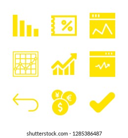 trade icons set with exchange, verification sign and return vector set